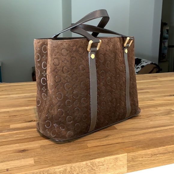AUTHENTIC Celine Suede Monogram Handbag - Picture 5 of 16